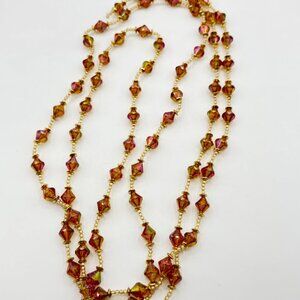 Vintage Christmas Tree Garland Iridescent Gold Purple Faceted Diamond Shape Bead